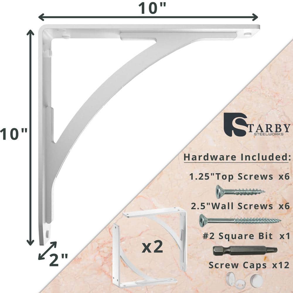 Sullivan 10 in. L White Steel Heavy Duty Floating Shelf Bracket (2 Pack)