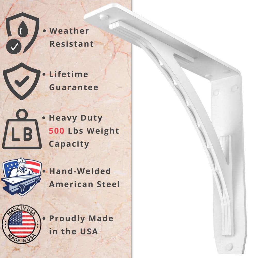 Sullivan 10 in. L White Steel Heavy Duty Floating Shelf Bracket (2 Pack)