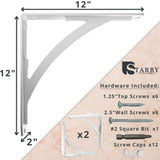 Sullivan 12 in. L White Steel Heavy Duty Floating Shelf Bracket (2 Pack)