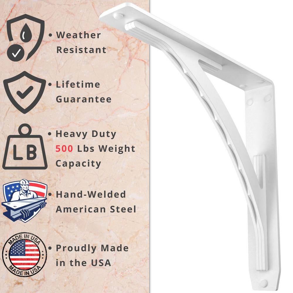 Sullivan 12 in. L White Steel Heavy Duty Floating Shelf Bracket (2 Pack)
