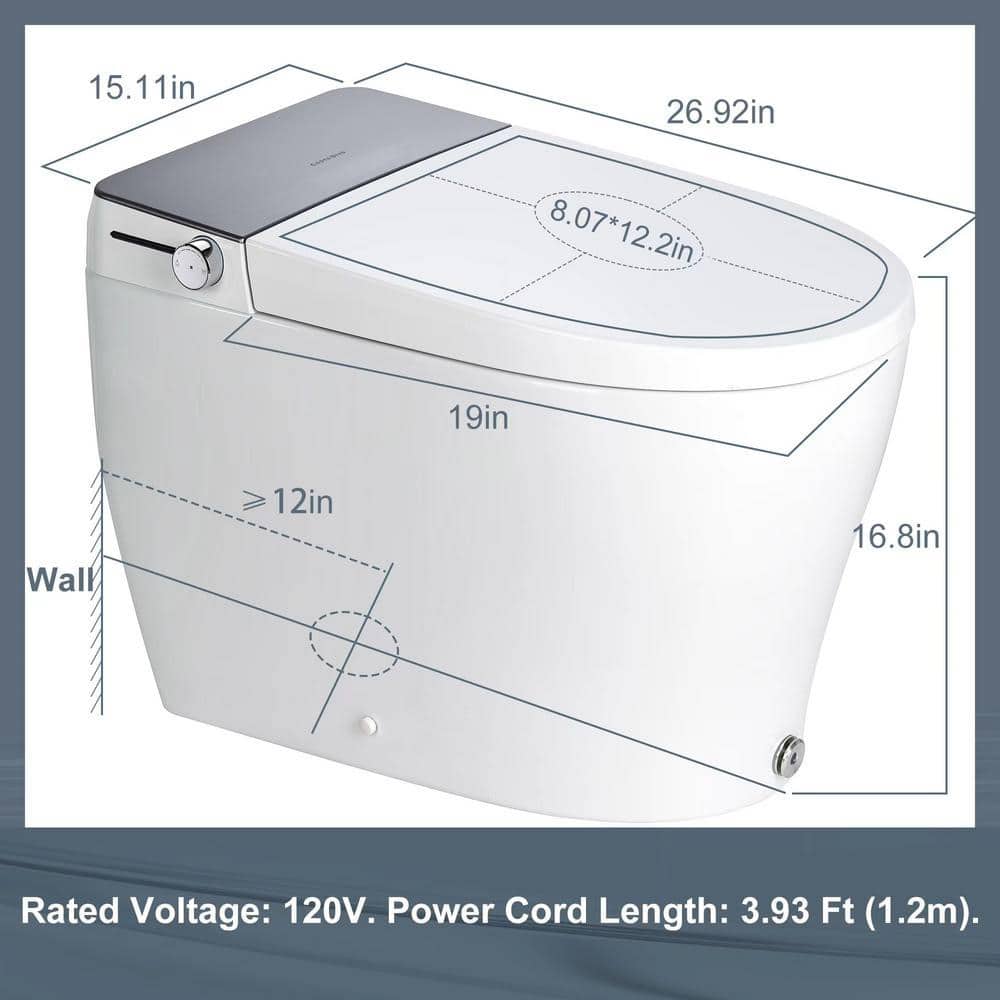 Casta Diva Elongated Electric Smart Bidet Toilet 1.06GPF with Heated Seat and Foot Sensor