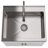Simpli Home Beckham Transitional 28 in. wall mount Laundry sink with Cabinet Faucet and Stainless Steel Sink in White
