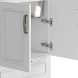 Simpli Home Cardinal Transitional 28 in. Wall Mount Laundry Sink with Cabinet Laundry Cabinet Faucet and Stainless Steel Sink White