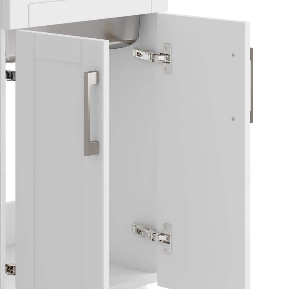 Simpli Home Hennessy Transitional 20 in. Deluxe Laundry Cabinet with Faucet and Stainless Steel Sink in White