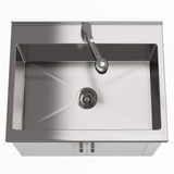 Simpli Home Kyle Transitional 28 in. Wall Mount Laundry Sink with Cabinet Faucet and Stainless Steel Sink in White
