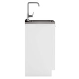 Simpli Home Murphy Transitional 24 in. wall mount Laundry sink with Cabinet Faucet and Stainless Steel Sink in White