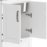 Simpli Home Reed Transitional 24 in. Deluxe wall mount Laundry sink with Cabinet Pull-out Faucet and Stainless Steel Sink in White