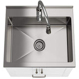 Simpli Home Reed Transitional 24 in. Deluxe wall mount Laundry sink with Cabinet Pull-out Faucet and Stainless Steel Sink in White