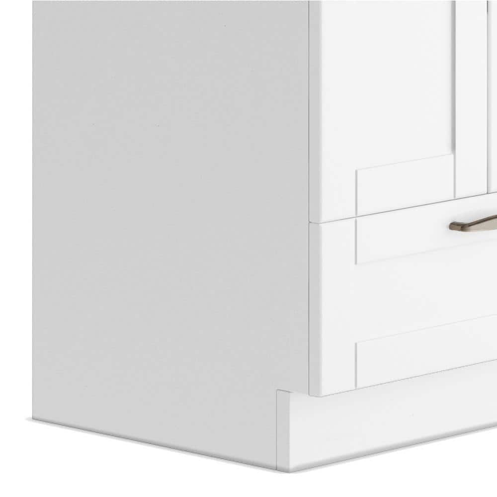 Simpli Home Reed Transitional 24 in. Deluxe wall mount Laundry sink with Cabinet Pull-out Faucet and Stainless Steel Sink in White