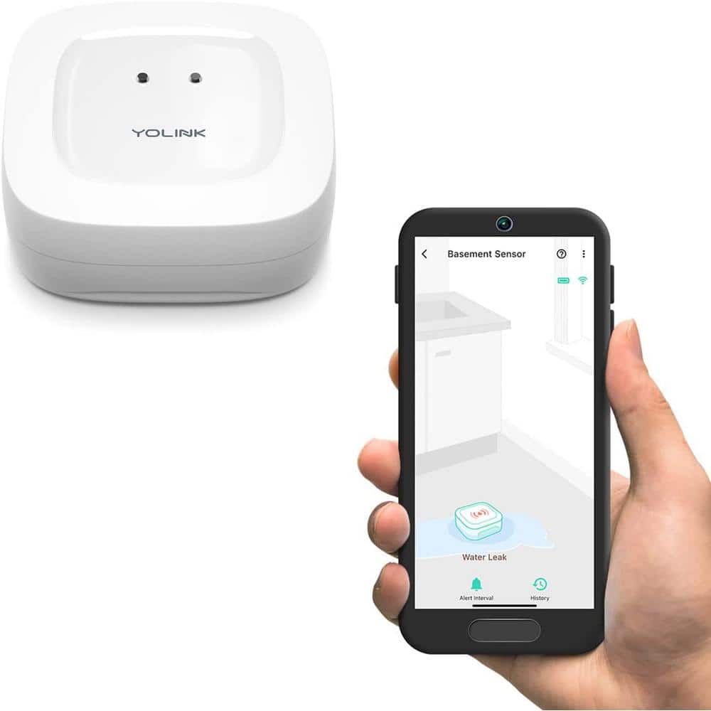 YoLink Water Leak Detector 1/4 Mile World's Longest Range, Wireless Smart Water Leak Sensor Alexa, IFTTT, Hub Required