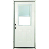 Steves & Sons 36 in. x 80 in. 1-Panel 1/2 Lite Mini-Blind Primed White Steel Prehung Front Door