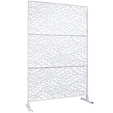 Sudzendf 76" H x 48" W White Outdoor & Indoor Metal Privacy Screen,Freestanding Decorative Privacy Screen for Deck Balcony Patio