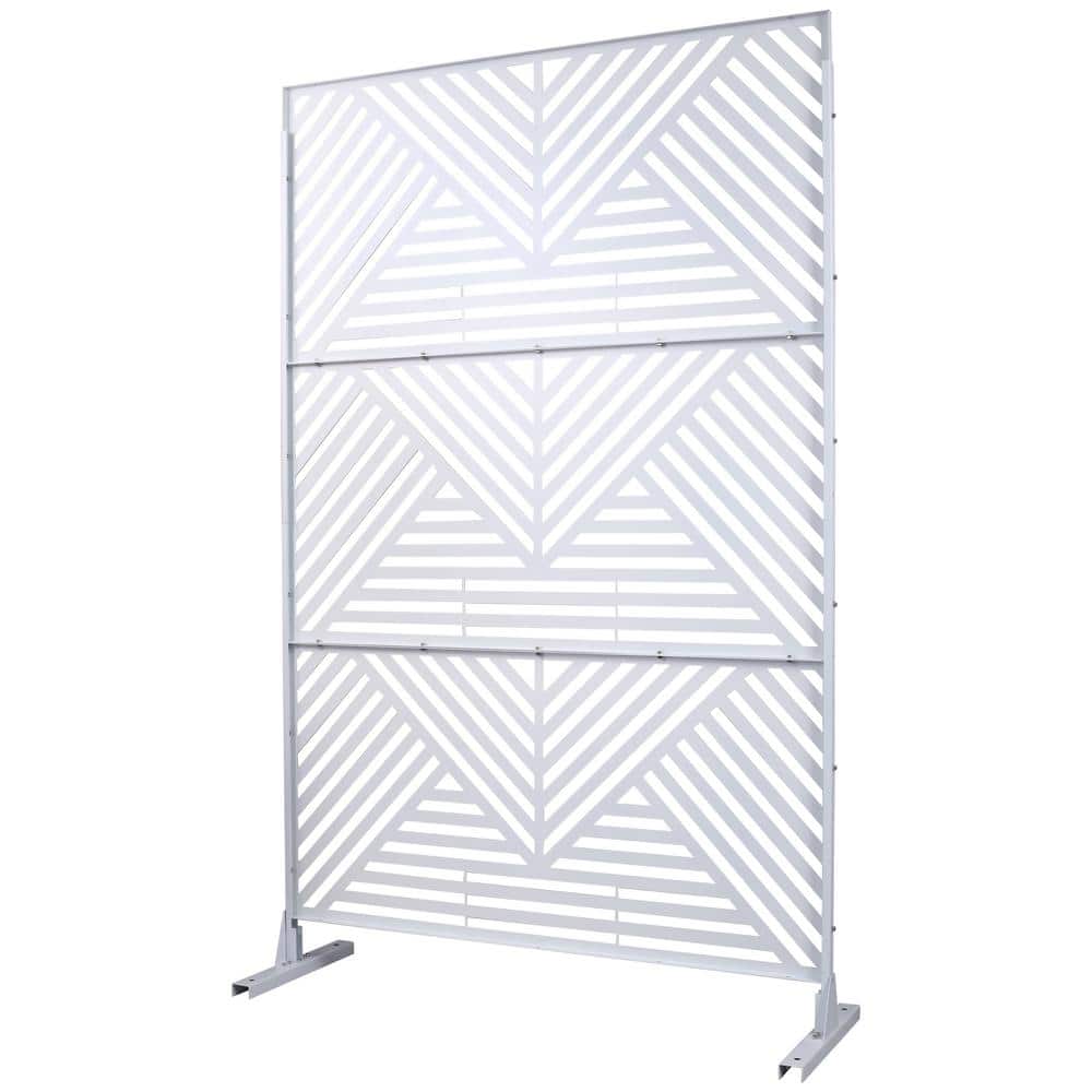 Sudzendf White Outdoor Indoor Privacy Screen Metal Freestanding Decorative Screen for Deck Balcony Patio, Privacy Fence Panels