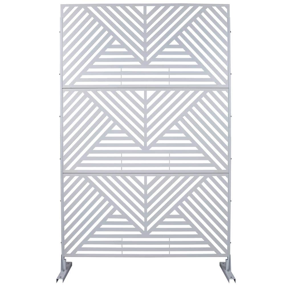 Sudzendf Outdoor and Indoor Freestanding Decorative Privacy Screen Metal Privacy Screen, Fence Panels in White