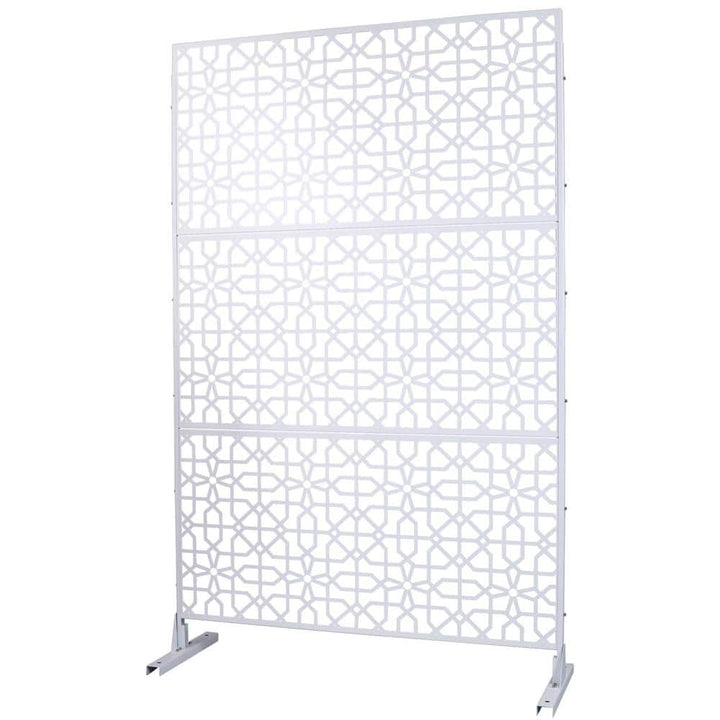 Sudzendf Outdoor and Indoor Freestanding Decorative Privacy Screen Metal Privacy Screen, Fence Panels in White
