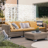 Sudzendf Outdoor and Indoor Freestanding Decorative Privacy Screen Metal Privacy Screen, Fence Panels in White