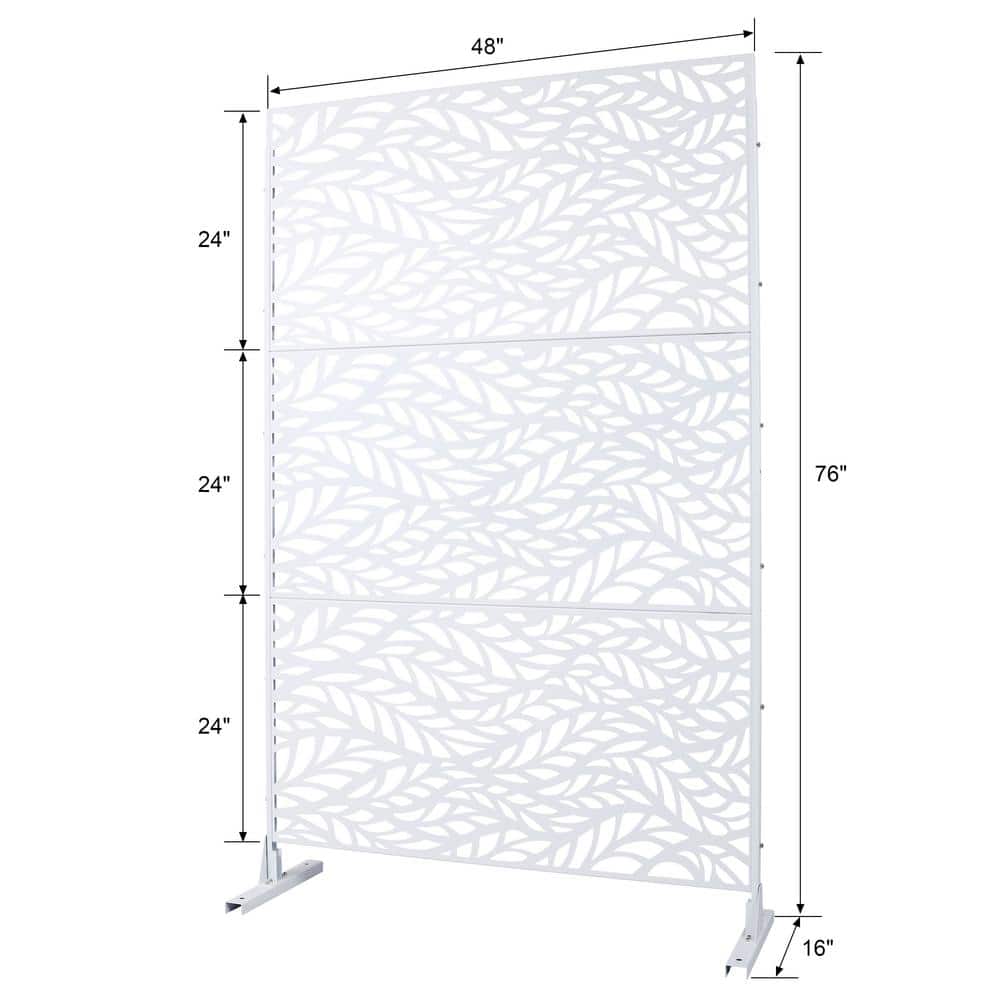 Sudzendf Outdoor and Indoor Freestanding Decorative Privacy Screen Metal Privacy Screen, Fence Panels in White