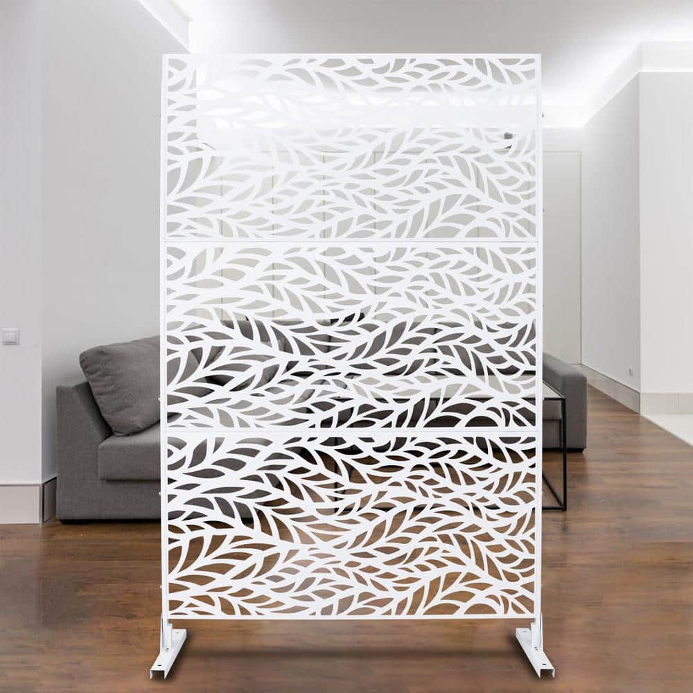 Sudzendf Outdoor and Indoor Freestanding Decorative Privacy Screen Metal Privacy Screen, Fence Panels in White