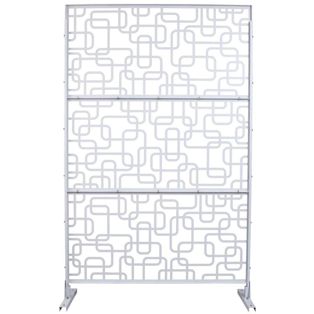 Sudzendf Outdoor and Indoor Freestanding Decorative Privacy Screen Metal Privacy Screen, Fence Panels in White