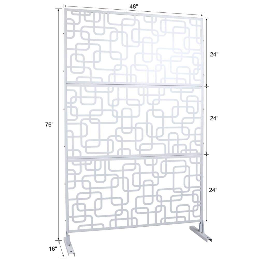 Sudzendf Outdoor and Indoor Freestanding Decorative Privacy Screen Metal Privacy Screen, Fence Panels in White