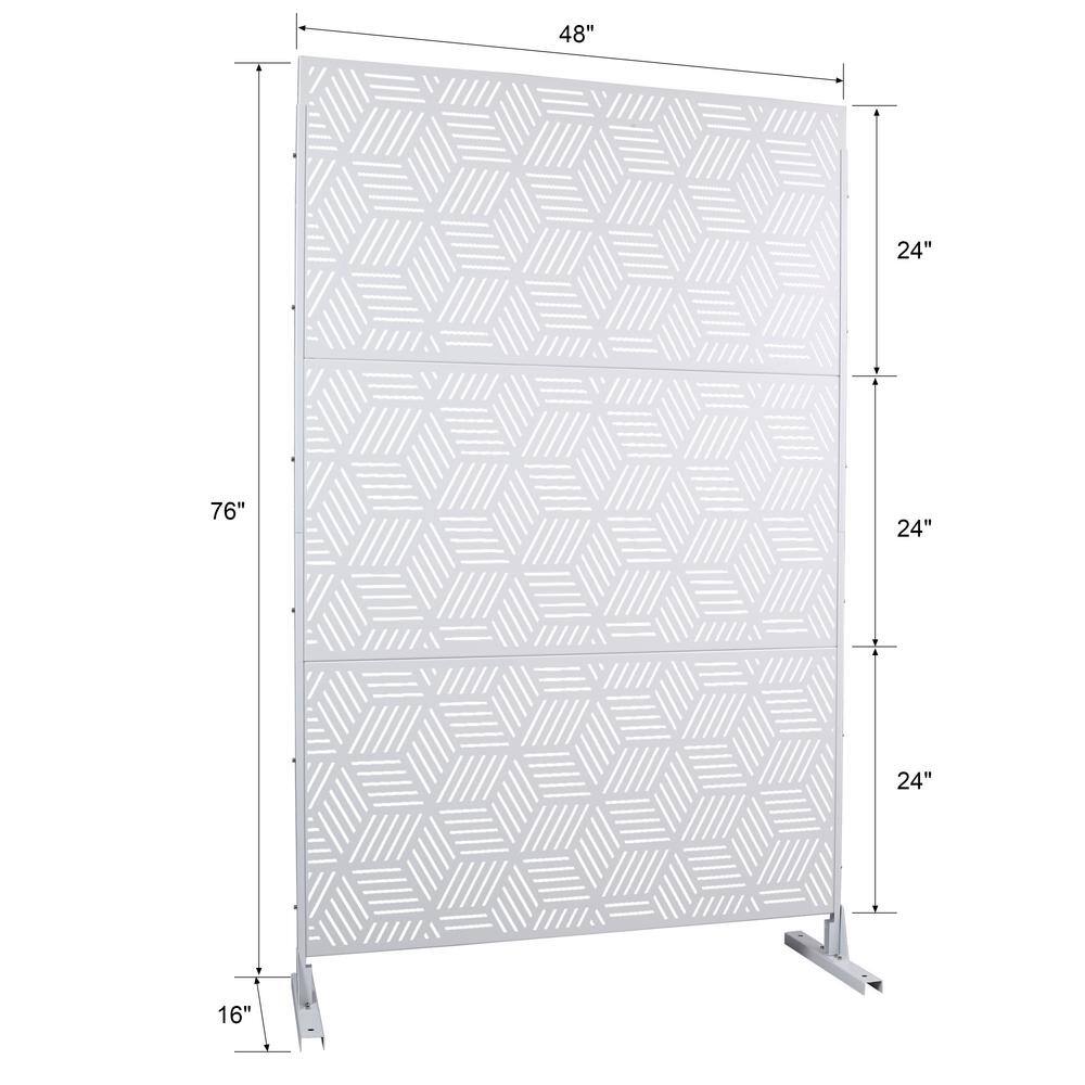 Sudzendf Outdoor and Indoor Freestanding Decorative Privacy Screen Metal Privacy Screen, Fence Panels in White