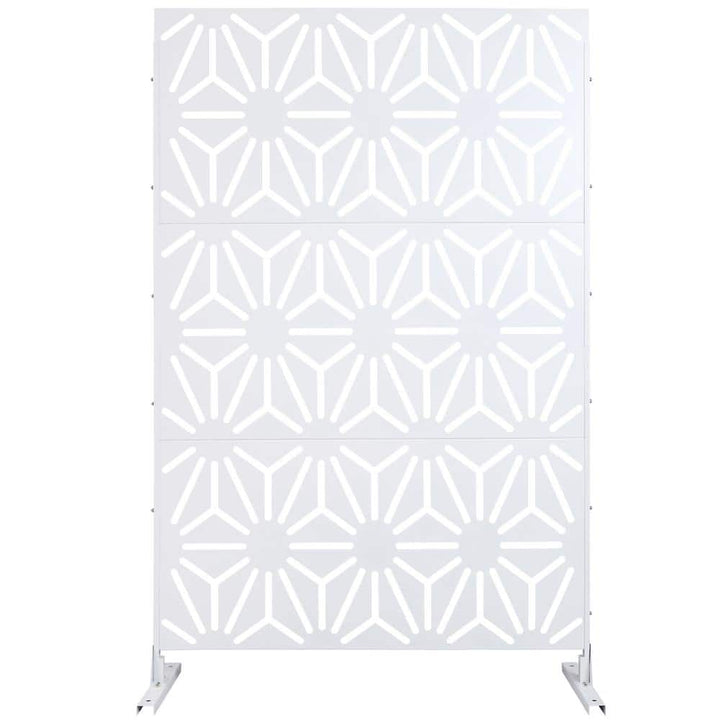 Sudzendf Outdoor and Indoor Freestanding Decorative Privacy Screen Metal Privacy Screen, Fence Panels in White