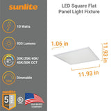 Sunlite 1 ft. x 1 ft. Dimmable 920 Lumens Integrated LED Panel Light, Selectable CCT 3000K 3500K 4000K 4500K 5000K
