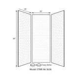 Swan 36 in. x 36 in. x 96 in. 3-Piece Solid Surface Subway Tile Easy Up Adhesive Alcove Shower Surround in White