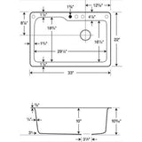 Swan Drop-In/Undermount Solid Surface 33 in. 1-Hole Single Bowl Kitchen Sink in White