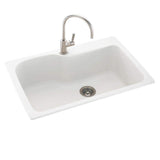 Swan Drop-In/Undermount Solid Surface 33 in. 1-Hole Single Bowl Kitchen Sink in White