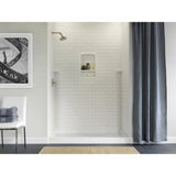 36 in. x 62 in. x 72 in. 3-piece Solid Surface Subway Tile Easy Up Adhesive Alcove Shower Surround in White