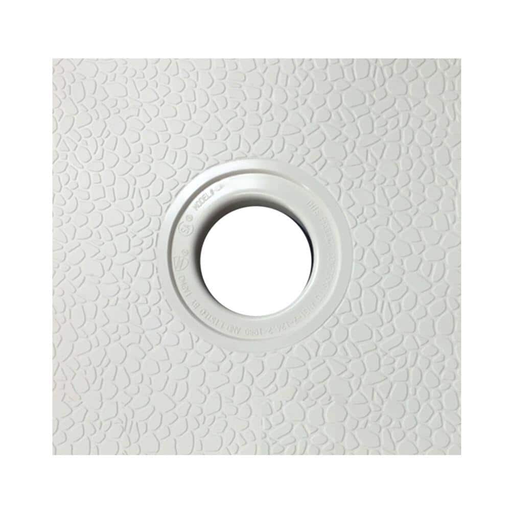 Swan 32 in. x 48 in. Solid Surface Single-Threshold Center-Drain Shower Pan in White