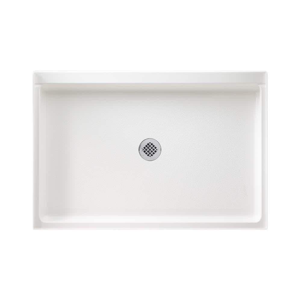 Swan 32 in. x 48 in. Solid Surface Single-Threshold Center-Drain Shower Pan in White