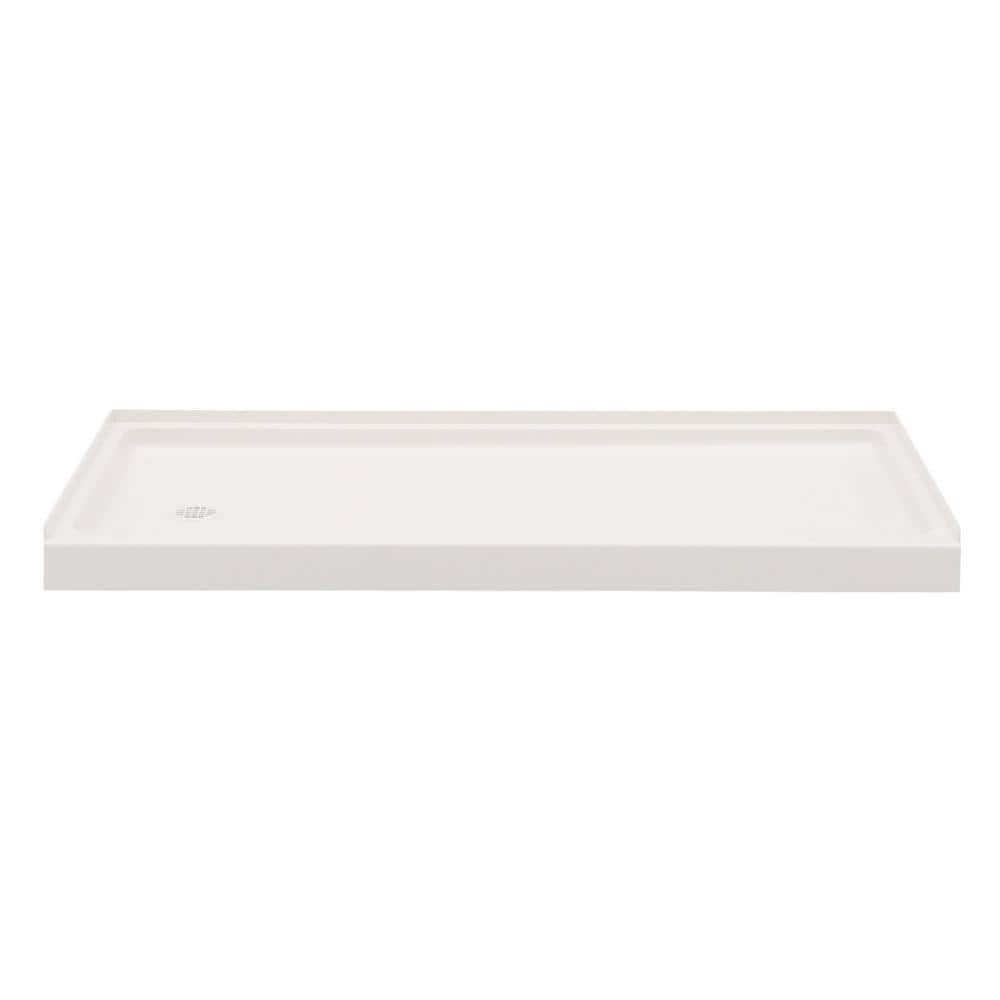 Swan 32 in. x 60 in. Solid Surface Single Threshold Retrofit Left-Drain Shower Pan in White