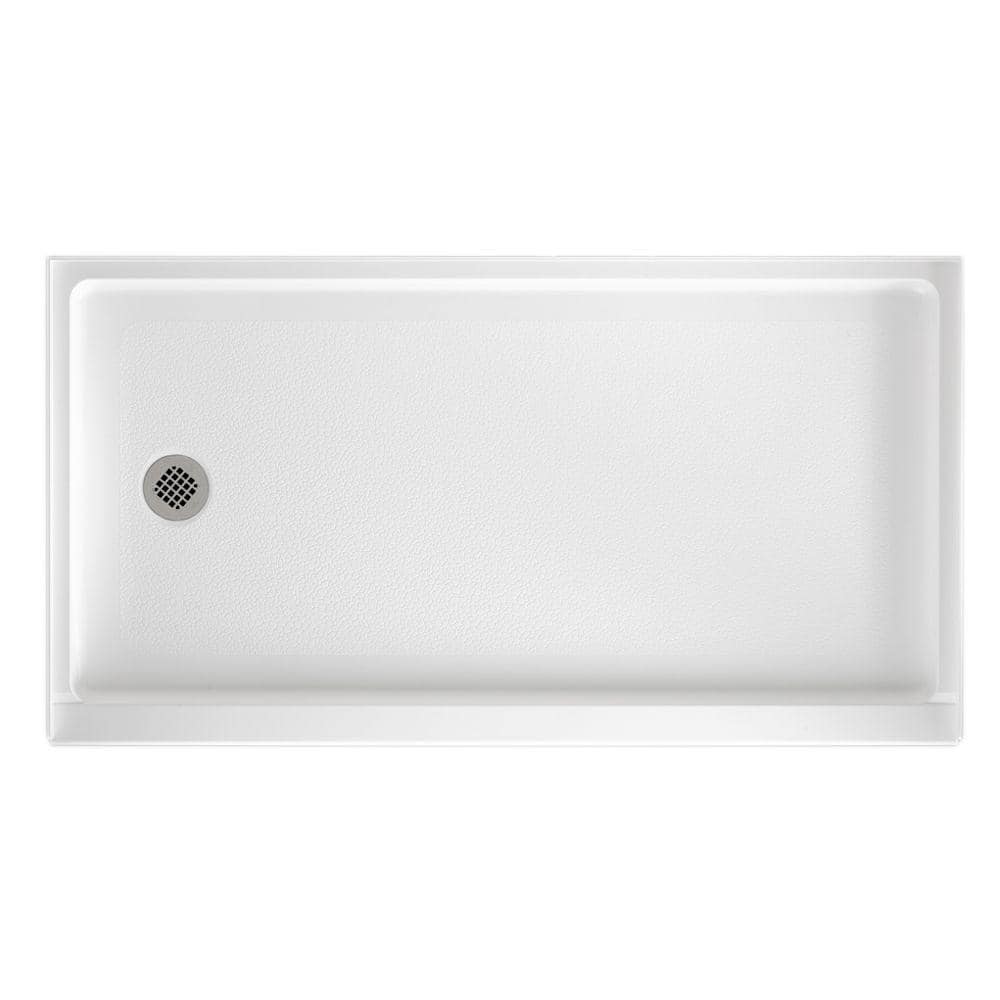 Swan 32 in. x 60 in. Solid Surface Single Threshold Retrofit Left-Drain Shower Pan in White