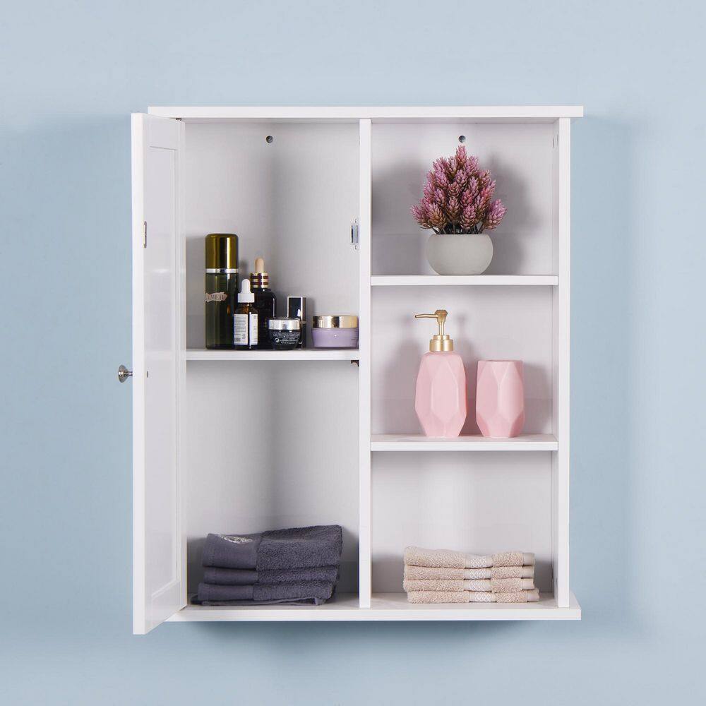 Tatayosi 7.10 in. W x 23.62 in. L x 28 in. H in White MDF Surface Mount Medicine Cabinet without Mirror, with a Door
