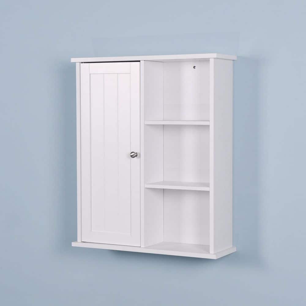 Tatayosi 7.10 in. W x 23.62 in. L x 28 in. H in White MDF Surface Mount Medicine Cabinet without Mirror, with a Door