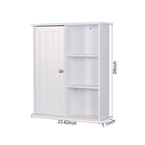 Tatayosi 7.10 in. W x 23.62 in. L x 28 in. H in White MDF Surface Mount Medicine Cabinet without Mirror, with a Door