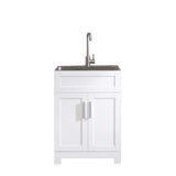 Tatayosi White Laundry Tub Cabinet with Stainless Steel Sink and Faucet