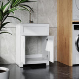 Tatayosi White Laundry Tub Cabinet with Stainless Steel Sink and Faucet