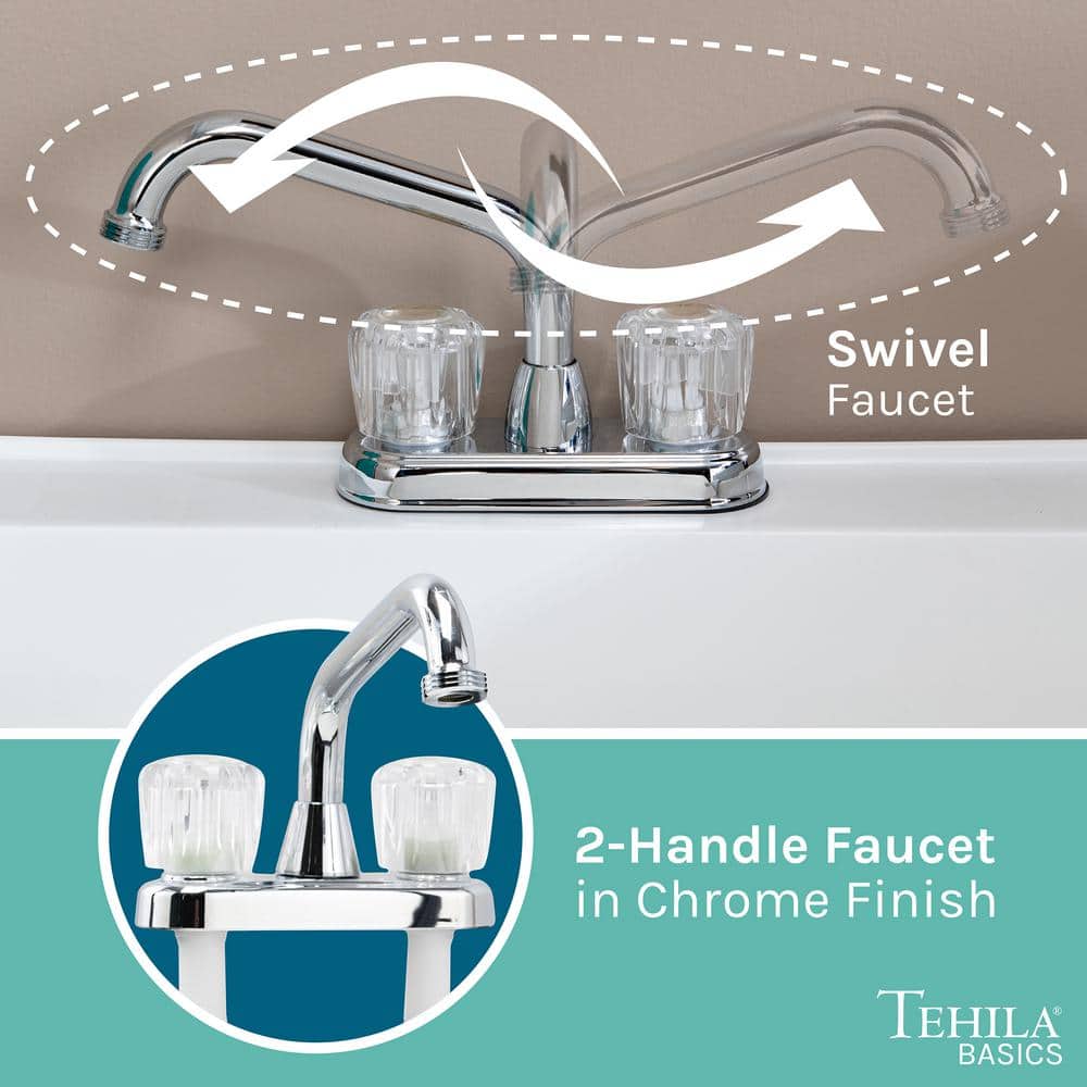 TEHILA 24.75 in. x 22.88 in. White Thermoplastic Freestanding Utility Sink with Chrome Faucet