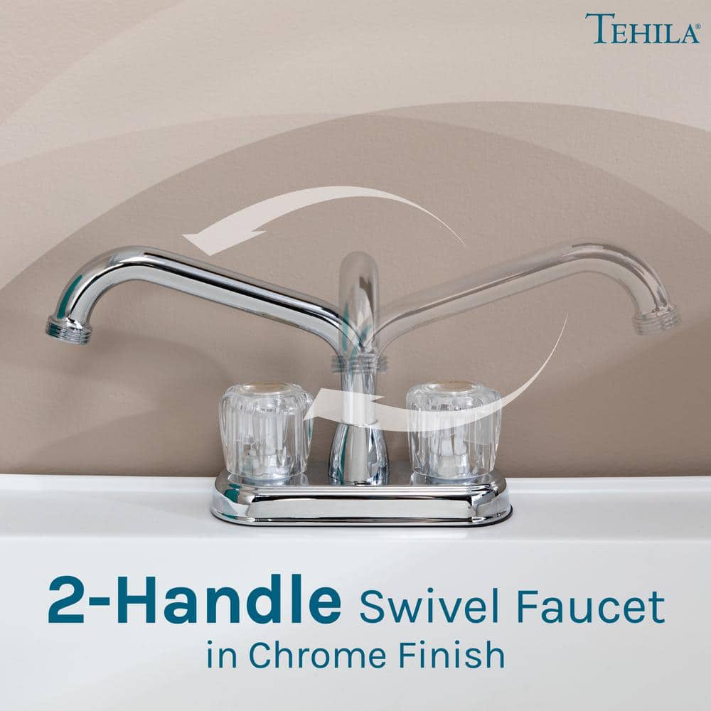 TEHILA Complete 22.875" x 23.5" White 19 Gallon Utility Sink Set with Chrome Finish Faucet