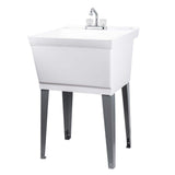 TEHILA Complete 22.875" x 23.5" White 19 Gallon Utility Sink Set with Chrome Finish Faucet