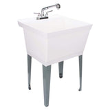 TEHILA 22.875 in. x 23.5 in. White Utility Sink with Chrome Pull-Out Faucet