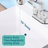 TEHILA 22.875 in. x 23.5 in. White Utility Sink with Chrome Pull-Out Faucet