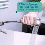 TEHILA 19 Gallon Utility Sink Set with Non-Metallic Stainless Steel Finish Pull-Out Faucet
