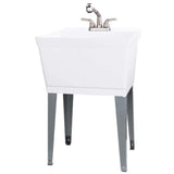 TEHILA 19 Gallon Utility Sink Set with Non-Metallic Stainless Steel Finish Pull-Out Faucet