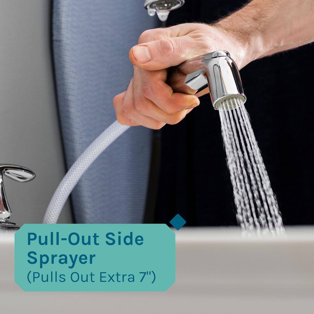 TEHILA Complete 22.875 in. x 23.5 in. White 19 Gal. Utility Sink Set with Chrome Faucet and Side Sprayer
