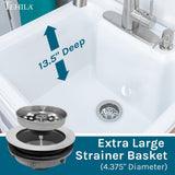 TEHILA Thermoplastic Freestanding Utility Sink with Stainless Faucet & White Cabinet