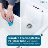TEHILA Thermoplastic Freestanding Utility Sink with Stainless Faucet & White Cabinet